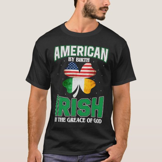 American Irish Shamrock Lucky St Patricks Day Men T-shirt (Voorkant)