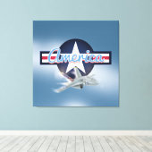 American Jet Fighter Canvas Afdruk (Insitu (Houten vloer))