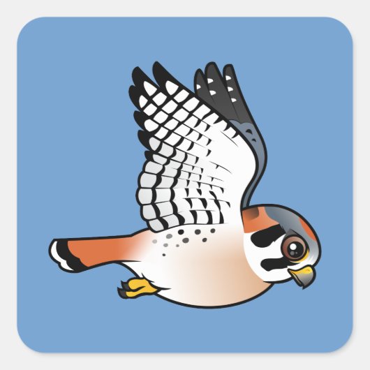 American Kestrel in vlucht Vierkante Sticker (Voorkant)