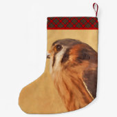 American Kestrel Painting - Original Bird Art Kleine Kerstsok (Achterkant)