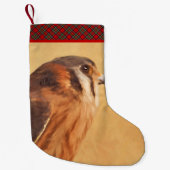 American Kestrel Painting - Original Bird Art Kleine Kerstsok (Voorkant)