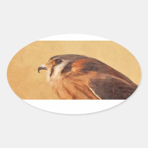 American Kestrel Painting - Original Bird Art Ovale Sticker