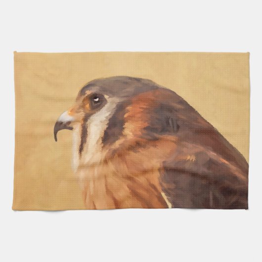 American Kestrel Painting - Original Bird Art Theedoek (Horizontaal)