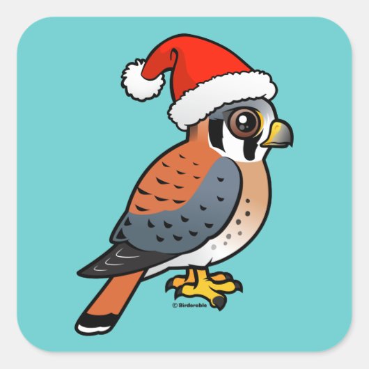 American Kestrel Santa Vierkante Sticker (Voorkant)
