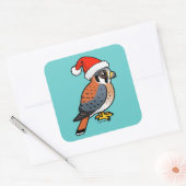 American Kestrel Santa Vierkante Sticker (Envelop)