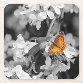 American Lady Butterfly on Blossom Paper Onderzett Kartonnen Onderzetters