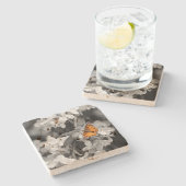 American Lady Butterfly on Blossom Stone Onderzett Stenen Onderzetter (Zijkant)