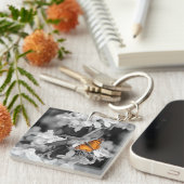 American Lady Butterfly op Apple Blossom Sleutelha Sleutelhanger (Voorkant Rechts)