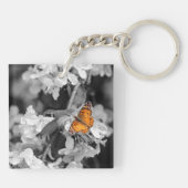 American Lady Butterfly op Apple Blossom Sleutelha Sleutelhanger (Achterkant)