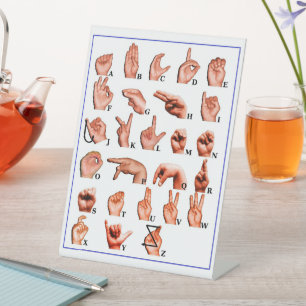 American Language Alphabet Board, ASL leren Reclamebord Met Voetstuk