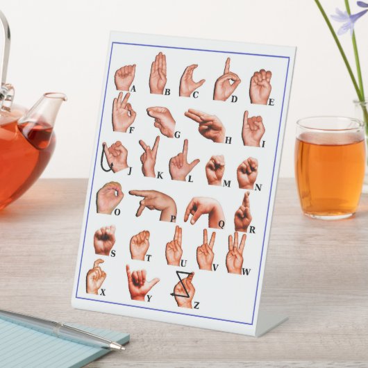 American Language Alphabet Board, ASL leren Reclamebord Met Voetstuk (Insitu)