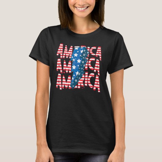 American Lightning Bolt USA Flag 4th Of July Indep T-shirt (Voorkant)
