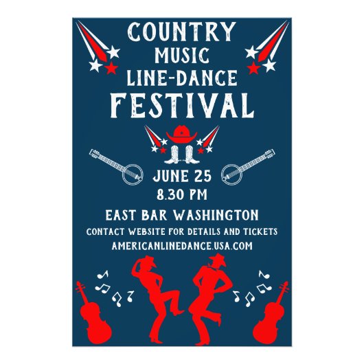 American Line Dancing Festival en het feest Foto Afdruk (Voorkant)