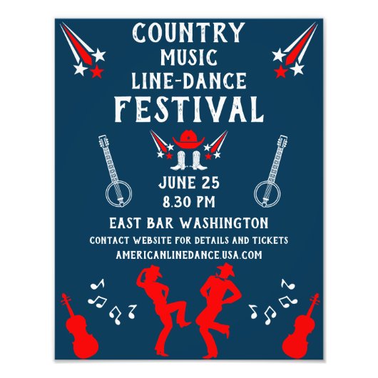 American Line Dancing Festival en het feest Foto Afdruk (Voorkant)
