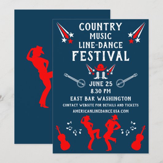 American Line Dancing Festival en het feest Kaart (Voorkant / Achterkant)