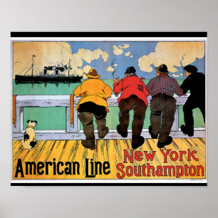 American Line New York naar Southampton Poster
