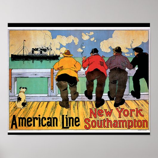 American Line New York naar Southampton Poster (Voorkant)
