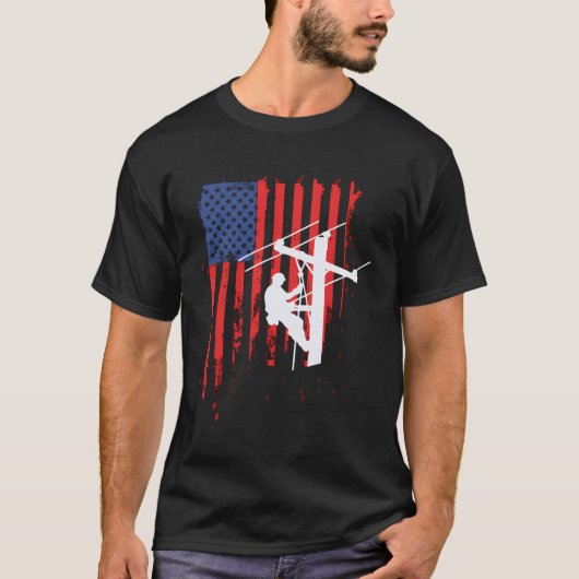 American Lineman Flag Shirt Kabel Lineman Gift Hoo (Voorkant)