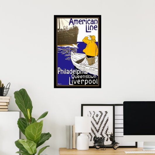 American Lines Sailor in Boat Meeting Liner Poster (Thuiskantoor)