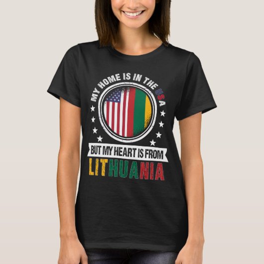 American Lithuanian Flag Heart Lithuania Patriot T-shirt (Voorkant)