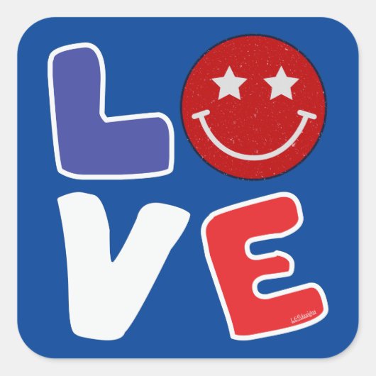 AMERICAN LOVE grappig op 4 juli Vierkante Sticker (Voorkant)