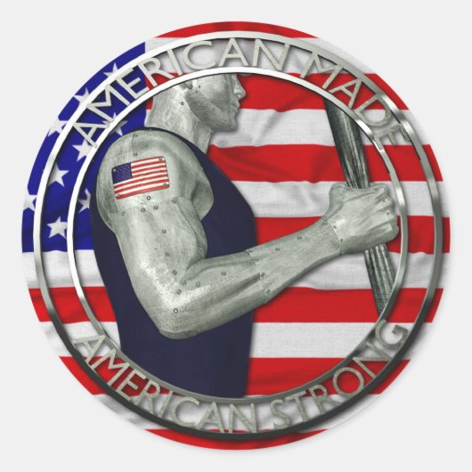 American Made American Strong Ronde Sticker (Voorkant)