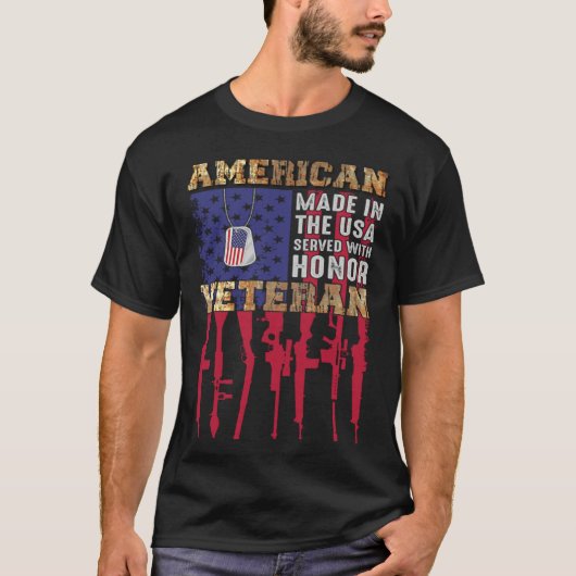 American Made In The USA Served With Honor Veteran T-shirt (Voorkant)