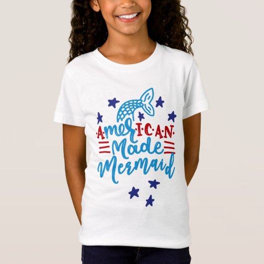 American Made Mermaid. Cute Gezegden T-shirt (Voorkant)
