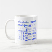 American Mah Jongg cup met blauwe woorden Koffiemok (Links)