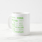 American Mah Jongg cup met groene woorden Koffiemok (Voorkant links)