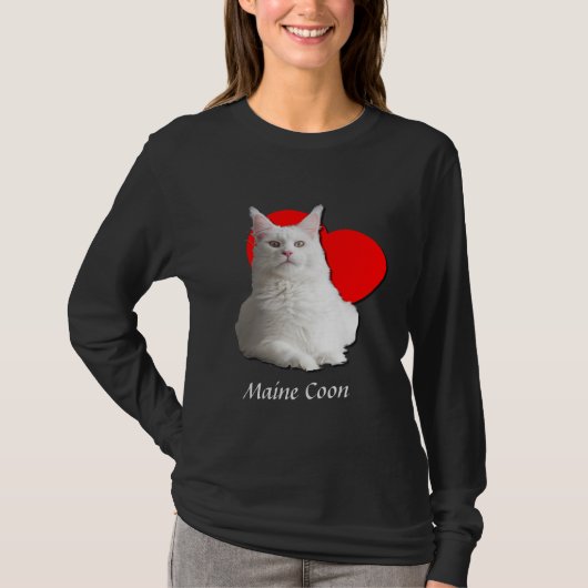 American Maine Coon Cat Love Heart Moggy T-shirt (Voorkant)