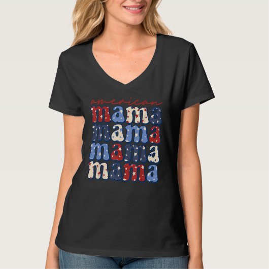 American Mama Mom Life Patriotic 4th Of July Ameri T-shirt (Voorkant)