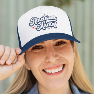 American Mama" Retro Groovy 4th of July Trucker Pet