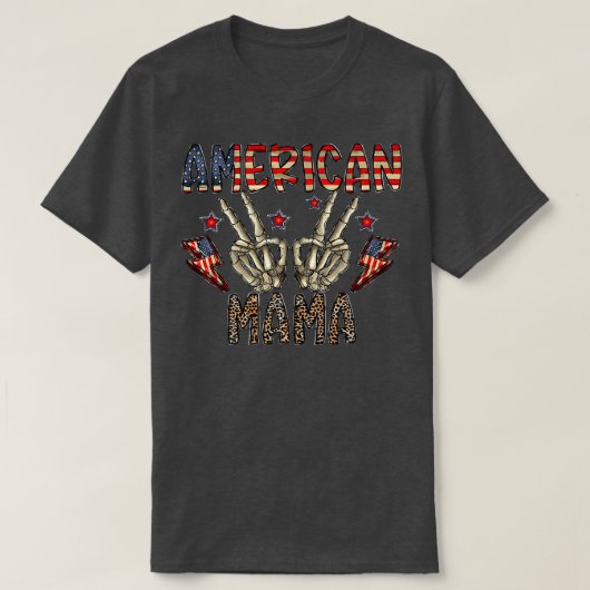 American Mama Skeleton Hand Western op 4 juli Le T-shirt (Design voorkant)