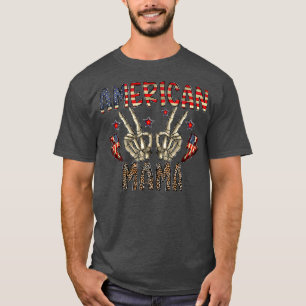 American Mama Skeleton Hand Western op 4 juli Le T-shirt