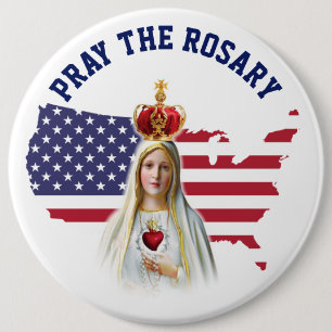 American Map Flag USA Heilige Rosary Ronde Button 6,0 Cm