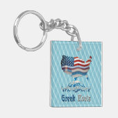 American Map Keyring van Griekse Roots Sleutelhanger (Voorkant Links)
