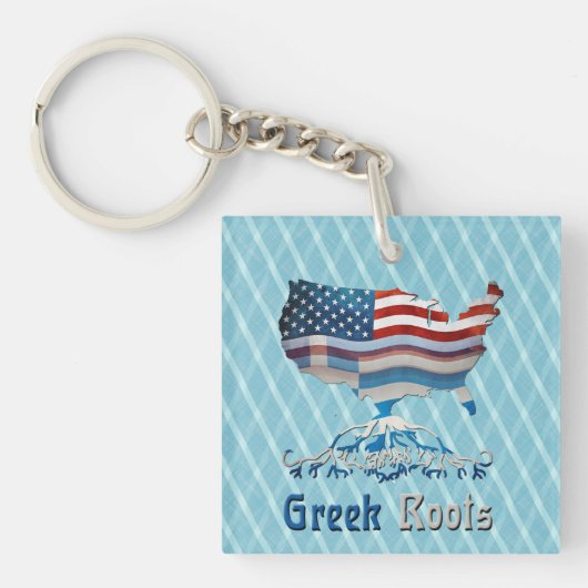 American Map Keyring van Griekse Roots Sleutelhanger (Voorkant)