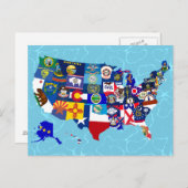 American Map State Flags Mosaic Briefkaart (Voorkant / Achterkant)