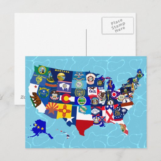 American Map State Flags Mosaic Briefkaart (Voorkant / Achterkant)