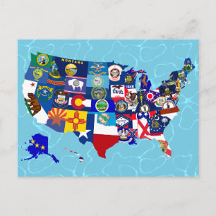 American Map State Flags Mosaic Briefkaart