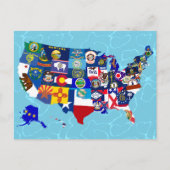 American Map State Flags Mosaic Briefkaart (Voorkant)
