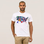 American Map State Flags Mosaic T-shirt (Voorkant volledig)