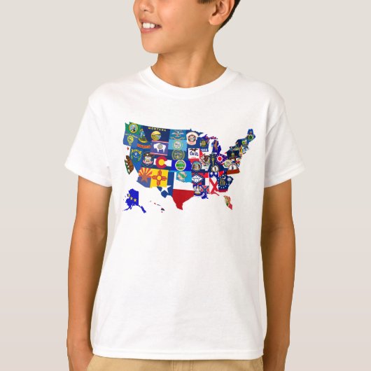 American Map State Flags Mosaic T-shirt (Voorkant)