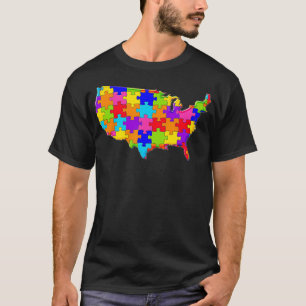 American Map USA, Verenigde Staten Amerika Jigzaag T-shirt