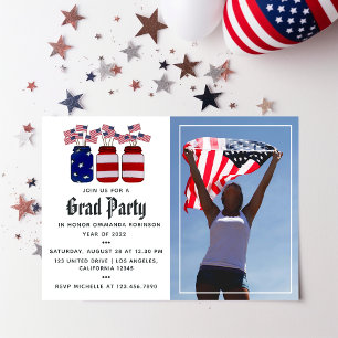 American Mason Jars Afstuderen Photo Invitation Kaart