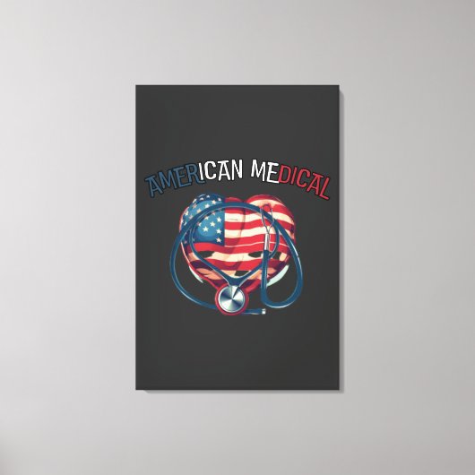 american medical, happy 4th juli, cartoon canvas afdruk (Voorkant)