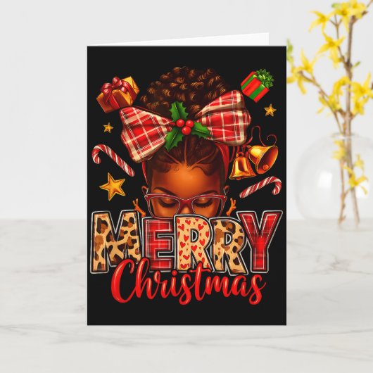 American Melanin Afro Sleigh Queen Christmas Afric Kaart (Gele Bloem)