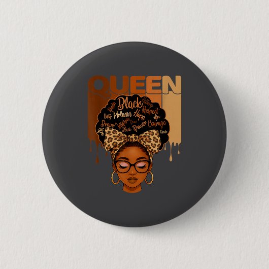 American Melanin History Queen Black African Laugh Ronde Button 5,7 Cm (Voorkant)
