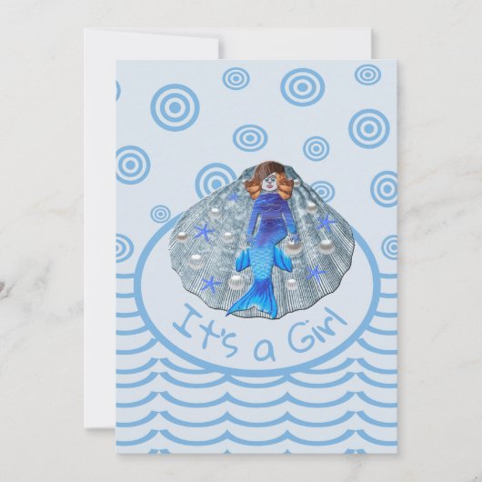 American Mermaid Shell Het is een meisje Kaart (Voorkant)